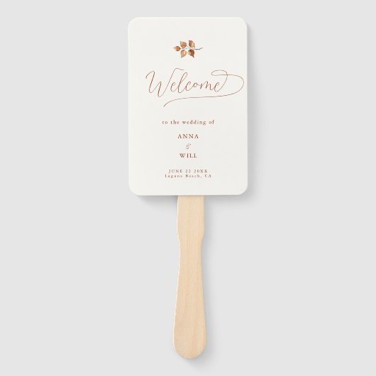 Éventail Automne Feuilles Terracotta Chic Programme de mari (Devant)