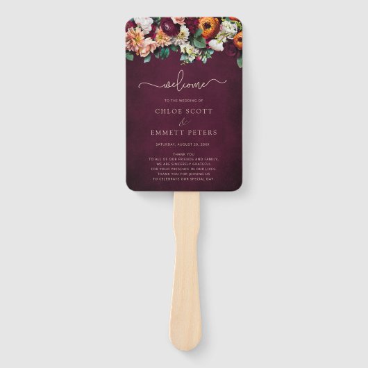 Éventail Automne Fleurs Bourgogne Programme de cérémonie Ma (Devant)