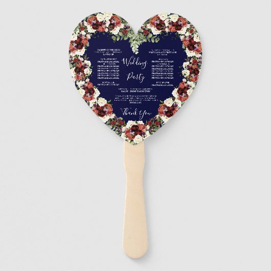 Éventail Automne Floral Navy Terracotta Crème Bourgogne Coe (Dos)