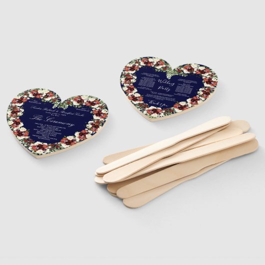 Éventail Automne Floral Navy Terracotta Crème Bourgogne Coe (Non-assemblé)