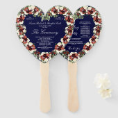 Éventail Automne Floral Navy Terracotta Crème Bourgogne Coe (Devant et derrière)