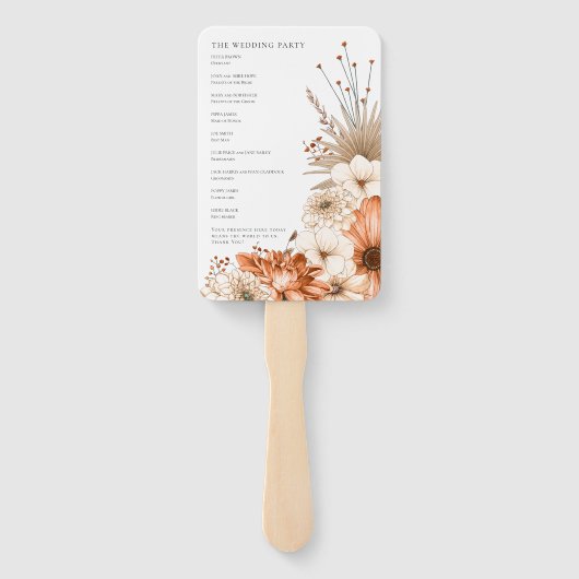 Éventail Automne Florals Élégant programme de script (Dos)