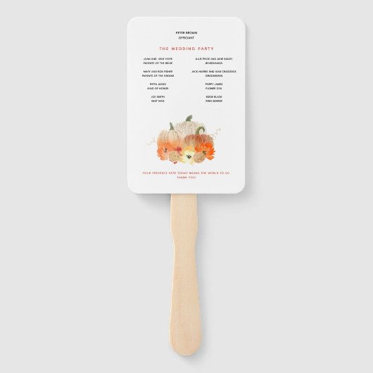 Éventail Automne Glitterie Citrouilles Florals Programme de (Dos)