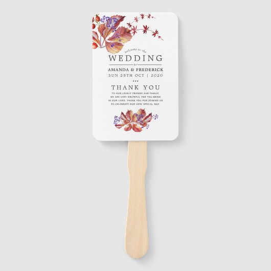 Éventail Automne - Programme de mariage d'aquarelle d'autom (Devant)