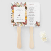 Éventail Autumn Blooms Bourgogne & Orange Wedding Programme (Devant et derrière)