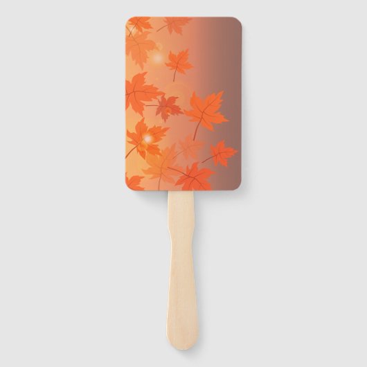 Éventail Autumn design with maple leaves and bokeh effect  (Dos)