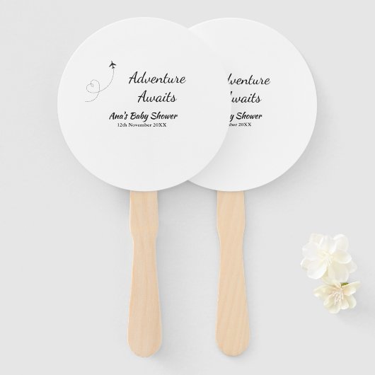 Éventail Aventure attend baby shower ajouter nom date plan  (Devant et derrière)
