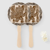 Éventail Aztec Eagle Guerrier Tribal Art antique (Devant et derrière)