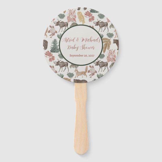 Éventail Baby shower animal de la forêt (Devant)