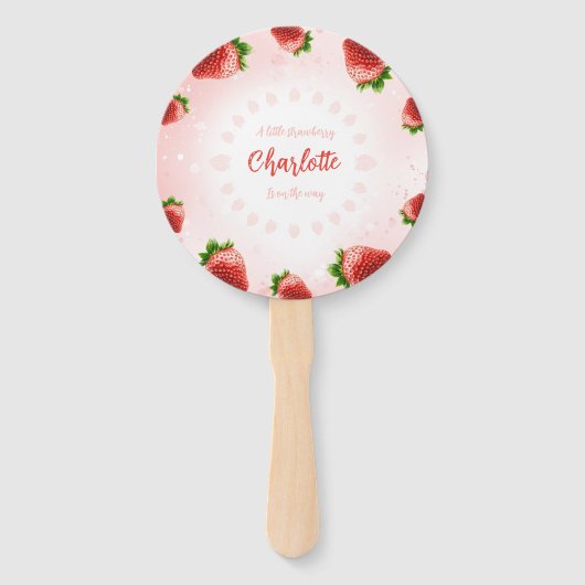 Éventail Baby shower aux fraises (Devant)