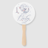 Éventail Baby shower | Bébé Fille Baleine Fan à main sirène (Dos)