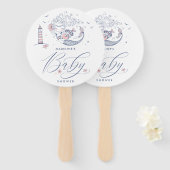 Éventail Baby shower | Bébé Fille Baleine Fan à main sirène (Devant et derrière)