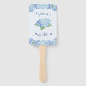 Éventail Baby shower Blue Hydrangea Personnalisé (Dos)