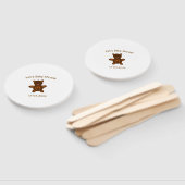 Éventail baby shower Brown ours en peluche ajouter nom date (Non-assemblé)