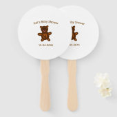 Éventail baby shower Brown ours en peluche ajouter nom date (Devant et derrière)