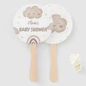 Éventail Baby shower d'aquarelle beige (Devant et derrière)