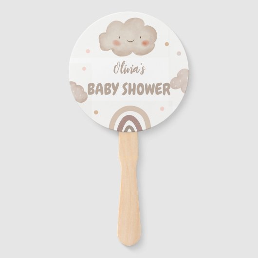 Éventail Baby shower d'aquarelle beige (Devant)