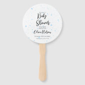 Éventail Baby shower d'aquarelle bleu, Oh Baby shower garço (Devant)