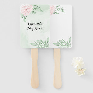 Éventail Baby shower de feuillage rose Eucalyptus