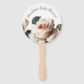 Éventail Baby shower fille Rose beige doux (Devant)