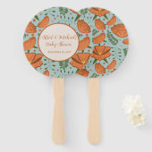 Éventail Baby shower fleur sauvage Orange Poppy (Devant et derrière)