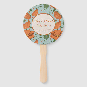 Éventail Baby shower fleur sauvage Orange Poppy
