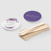 Éventail Baby shower floral violet d'aquarelle (Non-assemblé)