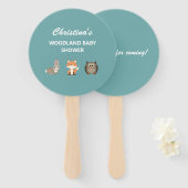 Éventail Baby shower forestier (Devant et derrière)
