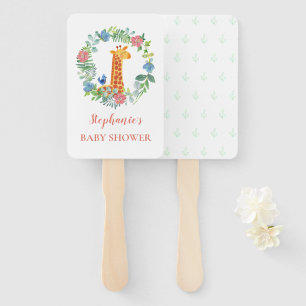 Éventail Baby shower Giraffe Floral Wreath Personnalisé