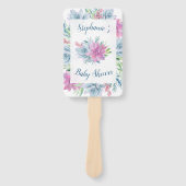 Éventail Baby shower hydrocoloré Succulents (Devant)