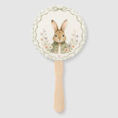 Éventail Baby Shower Lapin Sage Gingham (Devant)