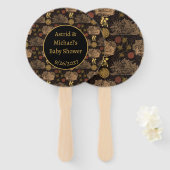 Éventail Baby shower noir vintage Honeypeb Bee (Devant et derrière)