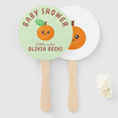 Éventail Baby shower orange de Little Cutie (Devant et derrière)