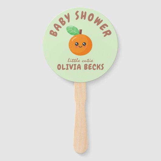 Éventail Baby shower orange de Little Cutie (Devant)