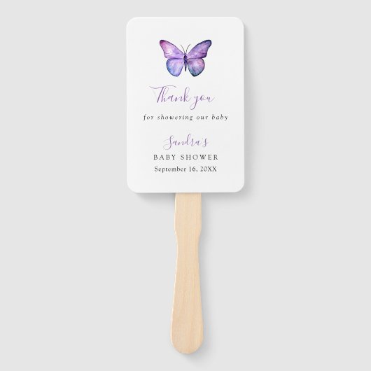 Éventail Baby shower papillon Élégant Script Merci (Devant)