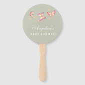 Éventail Baby shower Papillon rose Peach vert Sage (Devant)