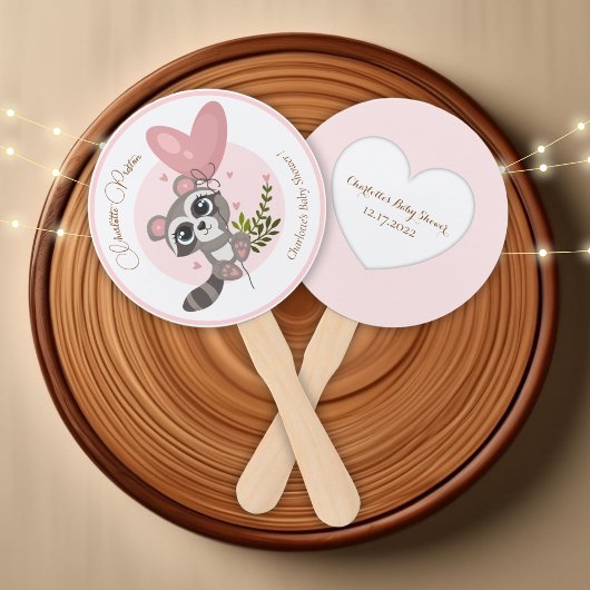 Éventail Baby shower raccoon minimaliste Cute
