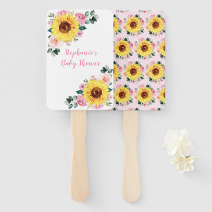 Éventail Baby shower Tournesol rose Floral Personnalisé