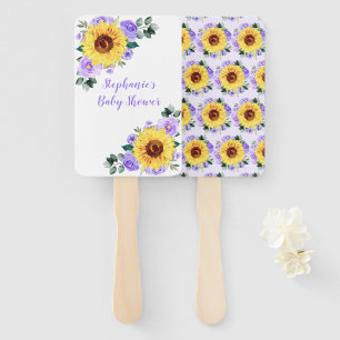 Éventail Baby shower Tournesol violet Floral Personnalisé