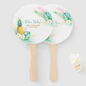 Éventail Baby Shower Tropical Aloha (Devant et derrière)