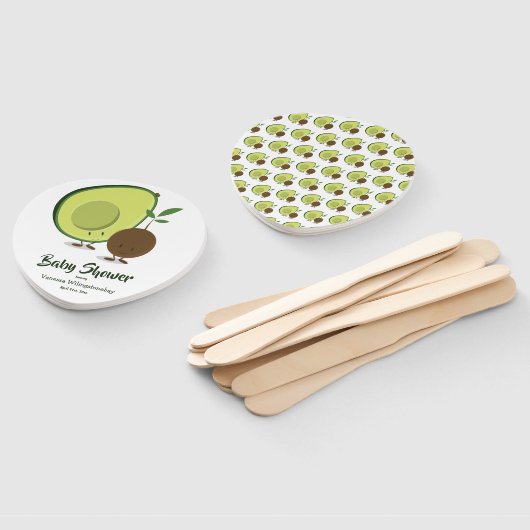 Éventail Baby shower vert Avocado et Pit White (Non-assemblé)