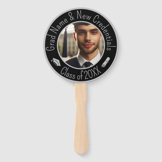 Éventail Bac de diplôme, Tassel, Diplôme Silver Photo Noir (Devant)