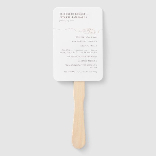 Éventail Bagues Mariages simples minimales | Programme rose (Devant)