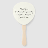 Éventail Bandes chic noir et ivoire mariage de script perso (Devant)