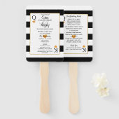 Éventail Bandes noires et blanches mariages | Programme Gol (Devant et derrière)