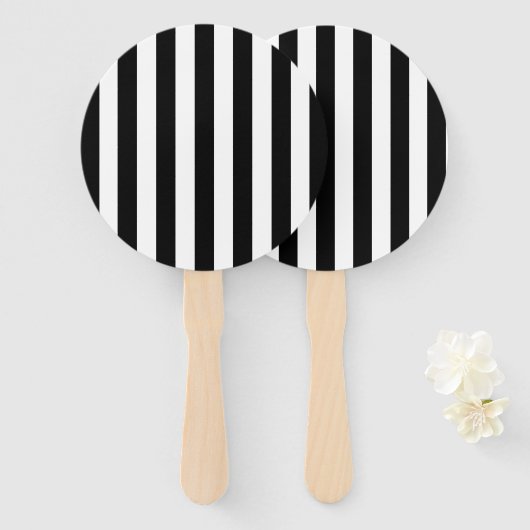 Éventail Bandes Verticales Chic Noir Et Blanc Gratté (Devant et derrière)