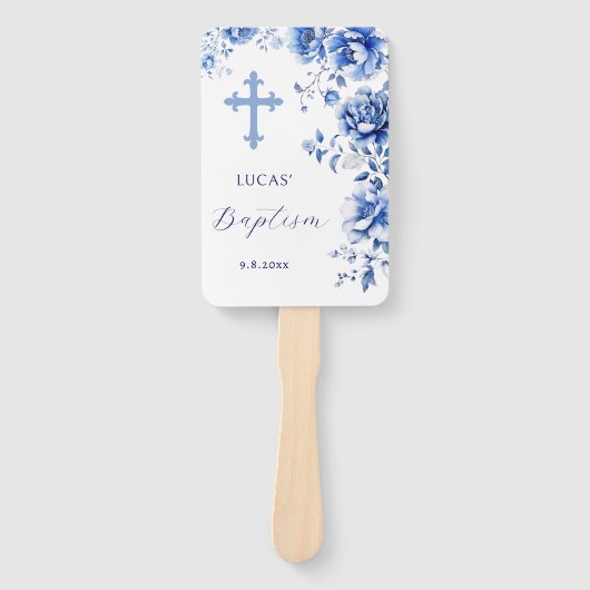 Éventail Baptême des fleurs bleues (Devant)
