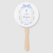 Éventail Baptême du cadre de ruban bleu (Dos)
