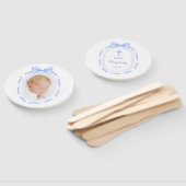 Éventail Baptême du cadre de ruban bleu (Non-assemblé)