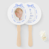 Éventail Baptême du cadre de ruban bleu (Devant et derrière)